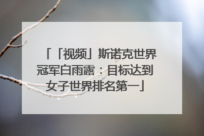 「视频」斯诺克世界冠军白雨露：目标达到女子世界排名第一