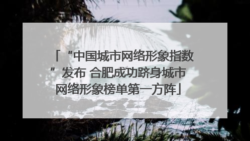 “中国城市网络形象指数”发布 合肥成功跻身城市网络形象榜单第一方阵