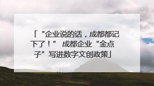 “企业说的话，成都都记下了！” 成都企业“金点子”写进数字文创政策