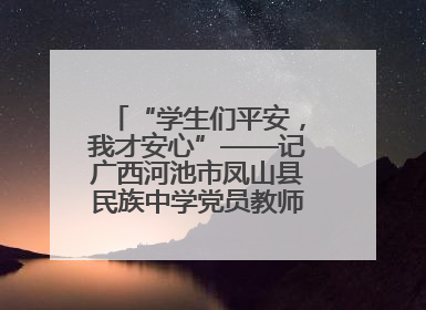 “学生们平安，我才安心”——记广西河池市凤山县民族中学党员教师汤冬萍