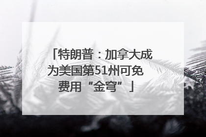特朗普：加拿大成为美国第51州可免费用“金穹”