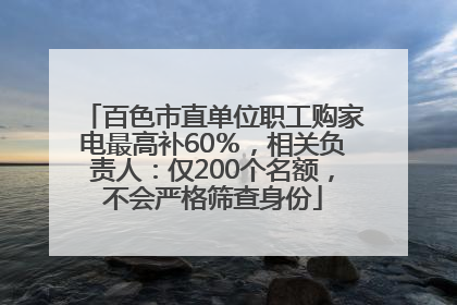 百色市直单位职工购家电最高补60％，相关负责人：仅200个名额，不会严格筛查身份