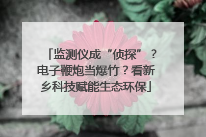 监测仪成“侦探”？电子鞭炮当爆竹？看新乡科技赋能生态环保