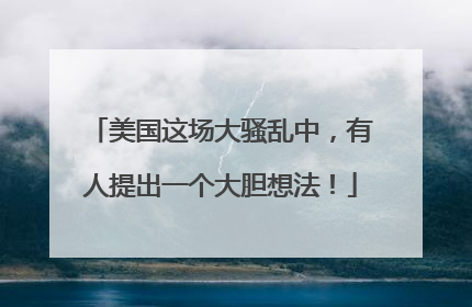 美国这场大骚乱中，有人提出一个大胆想法！