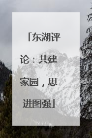 东湖评论：共建家园，思进图强