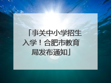 事关中小学招生入学！合肥市教育局发布通知