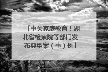 事关家庭教育！湖北省检察院等部门发布典型案（事）例