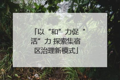 以“和”力促“活”力 探索集宿区治理新模式