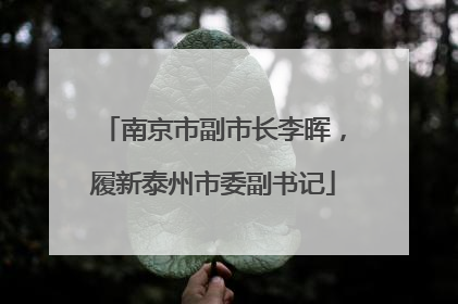 南京市副市长李晖，履新泰州市委副书记
