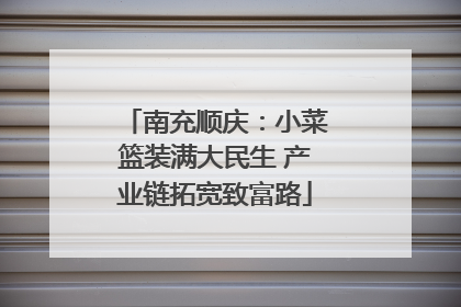 南充顺庆：小菜篮装满大民生 产业链拓宽致富路