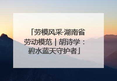 劳模风采·湖南省劳动模范｜胡诗学：碧水蓝天守护者