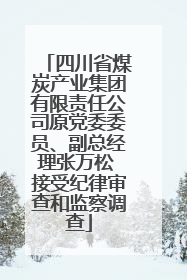 四川省煤炭产业集团有限责任公司原党委委员、副总经理张万松 接受纪律审查和监察调查