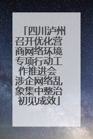 四川泸州召开优化营商网络环境专项行动工作推进会 涉企网络乱象集中整治初见成效