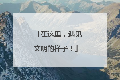 在这里，遇见文明的样子！