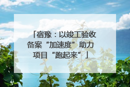 宿豫：以竣工验收备案“加速度”助力项目“跑起来”