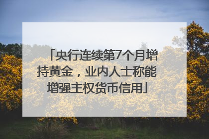 央行连续第7个月增持黄金，业内人士称能增强主权货币信用