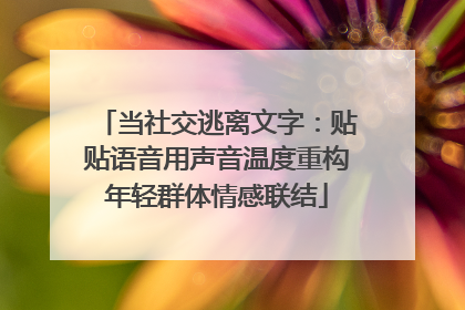 当社交逃离文字：贴贴语音用声音温度重构年轻群体情感联结