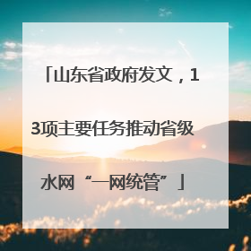 山东省政府发文，13项主要任务推动省级水网“一网统管”