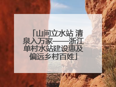 山间立水站 清泉入万家——浙江单村水站建设惠及偏远乡村百姓