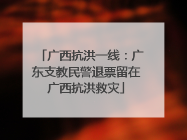 广西抗洪一线：广东支教民警退票留在广西抗洪救灾