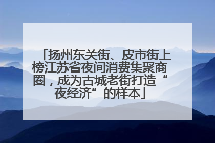 扬州东关街、皮市街上榜江苏省夜间消费集聚商圈，成为古城老街打造“夜经济”的样本