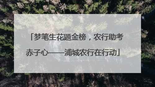 梦笔生花题金榜，农行助考赤子心——浦城农行在行动