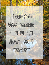 濮阳台前：筑实“就业圈” 引回“归巢雁” 激活“家经济”