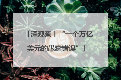 深观察丨“一个万亿美元的愚蠢错误”
