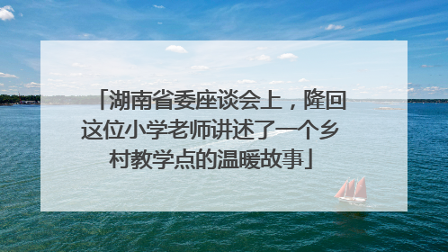湖南省委座谈会上，隆回这位小学老师讲述了一个乡村教学点的温暖故事