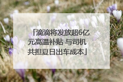 滴滴将发放超6亿元高温补贴 与司机共担夏日出车成本