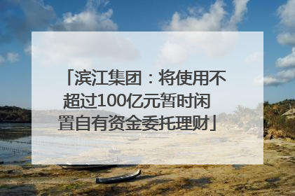 滨江集团：将使用不超过100亿元暂时闲置自有资金委托理财