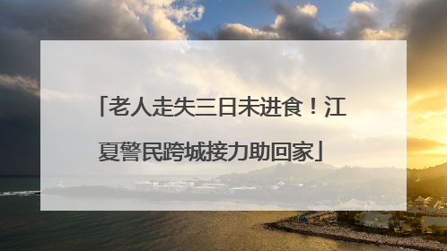 老人走失三日未进食！江夏警民跨城接力助回家