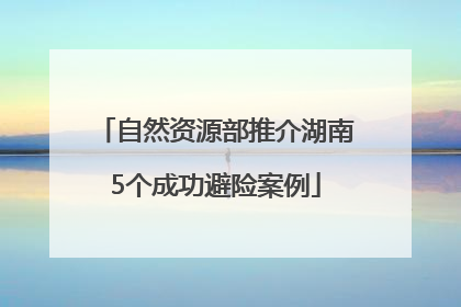 自然资源部推介湖南5个成功避险案例