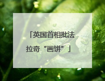 英国首相批法拉奇“画饼”