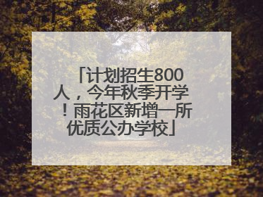 计划招生800人，今年秋季开学！雨花区新增一所优质公办学校