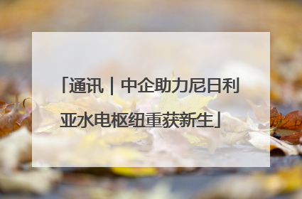 通讯｜中企助力尼日利亚水电枢纽重获新生
