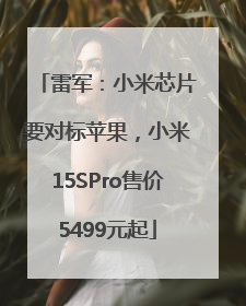 雷军：小米芯片要对标苹果，小米15SPro售价5499元起