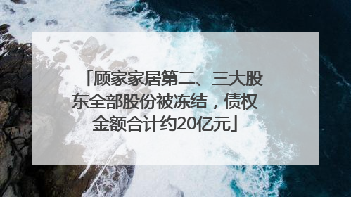 顾家家居第二、三大股东全部股份被冻结，债权金额合计约20亿元