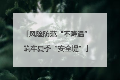 风险防范“不降温” 筑牢夏季“安全堤”