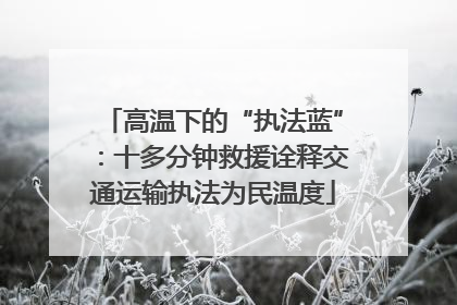 高温下的“执法蓝”：十多分钟救援诠释交通运输执法为民温度