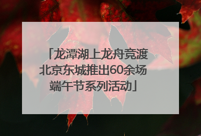 龙潭湖上龙舟竞渡 北京东城推出60余场端午节系列活动