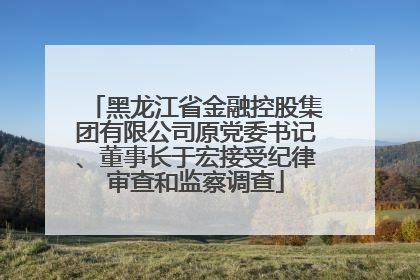 黑龙江省金融控股集团有限公司原党委书记、董事长于宏接受纪律审查和监察调查