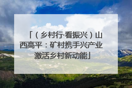 （乡村行·看振兴）山西高平：矿村携手兴产业 激活乡村新动能