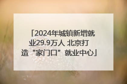 2024年城镇新增就业29.9万人 北京打造“家门口”就业中心
