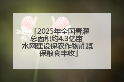 2025年全国春灌总面积约4.3亿亩 水网建设保农作物灌溉 保粮食丰收